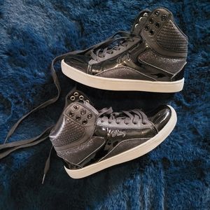 Glitter high top girls shoes
